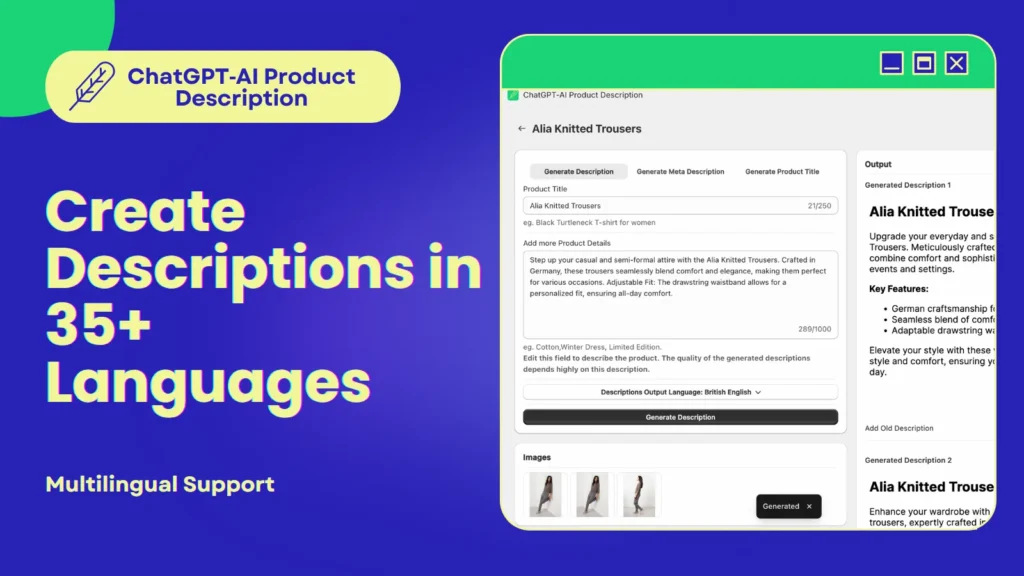 ChatGPT AI Product Description screenshot